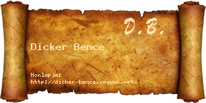 Dicker Bence névjegykártya